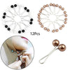 Set of 12 pearl anti-slip brooch headscarf pins in silver and rose gold tones