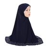 Elegantes, dunkelblaues Diamant-besetztes Hijab-Tuch in muslimischer Kleidung.