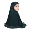 Elegantes, mit Diamanten besetztes Hijab-Tuch in Dunkel-Türkis oder Schwarz, getragen von einem Model.
