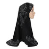 Schwarzer eleganter Strass-Hijab-Schal auf einem Mannequin.