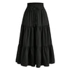 Falda midi A-line bohemia negra con cordón