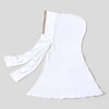 Pañuelo elegante blanco con tapa de cubrir completa y lazo de lentejuelas doradas