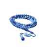 Tasbih de vidrio azul con cuentas redondas y borla con diseño de luna y estrella.