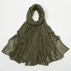 Écharpe châle en rayon crinkle vert olive drapée pour femmes