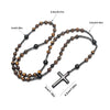 Collier avec pendentif croix en hématite œil de tigre naturel sur chaîne en argent.