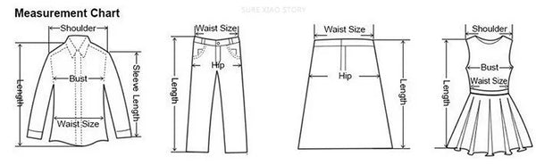 Measurement chart showing body measurements for a dress, including shoulder, bust, waist, hip, and length.