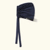 A navy blue elegant anti-slip inner hijab cap with a drawstring detail.