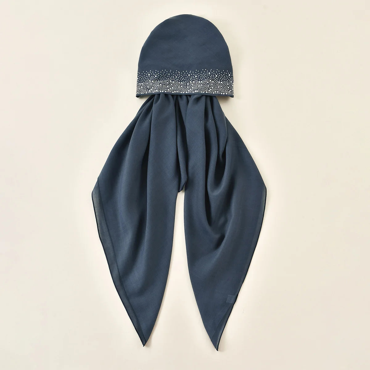 Diadema elástica de diamante azul oscuro premium para hijab