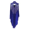Vestido maxi abaya azul real y fluido con mangas de murciélago, bordado plateado intrincado y lentejuelas esparcidas.