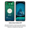 Smartphone-Bildschirm mit der iQibla App-Oberfläche, Kompass und Richtungsangaben.