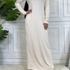 Langes beige Maxi-Abaya-Kleid mit Langarm und schwarzem Hijab
