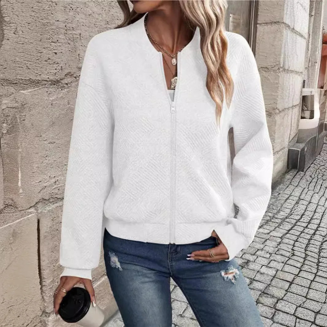 Women's Solid Color Zipper Jacket