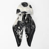 Schwarz-weißes florales Satin-Seiden-Instant-Hijab-Schal