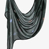 Foulard hijab en tissu transparent gris foncé avec broderie florale discrète