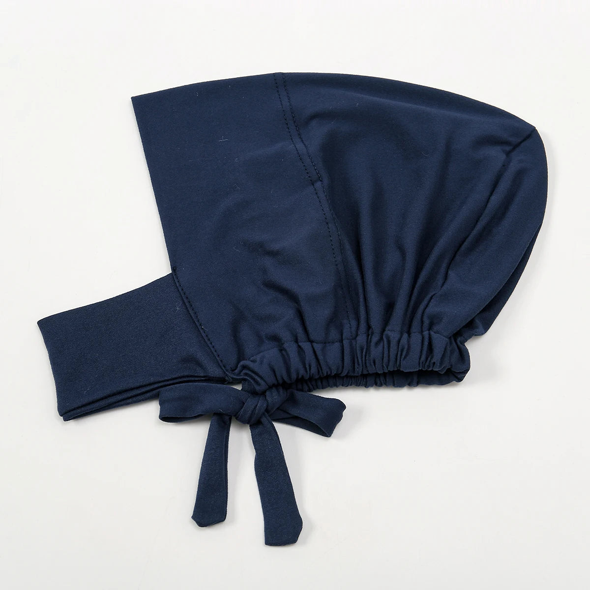 Navy blue elegant cotton polyester inner hijab cap scarf folded and tied