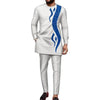 Costume de mariage musulman traditionnel africain blanc pour homme avec broderie bleue