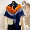 Damen-Leoparden-Blusen-Seide-Schal mit Blau-, Orange- und Türkistönen