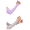 A purple cooling UV protection arm sleeve worn on an arm.