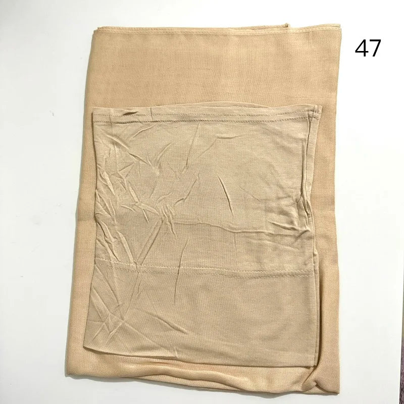 A beige soft modal rayon hijab set for women displayed flat.