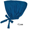 Pañuelo elegante y modesto azul real atado en forma de turbante.