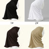 Vier Farboptionen von sofortigen Baumwoll-Modal-Hijab-Turbanen in verschiedenen Schattierungen.