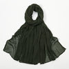 Écharpe châle en rayon vert olive foncé, froncée et pliée