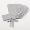 A light gray inner hijab cap scarf made of cotton polyester with a gathered knot detail.