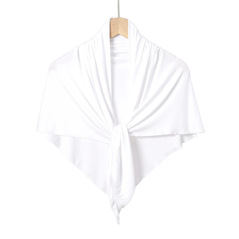 Foulard hijab en maillot triangle blanc élégant noué en nœud