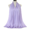 A lilac soft modal jersey hijab scarf draped around a mannequin's neck.