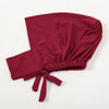 A deep maroon elegant cotton polyester inner hijab cap scarf tied at the bottom.