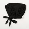 Black adjustable cotton jersey inner hijab cap tied at the bottom