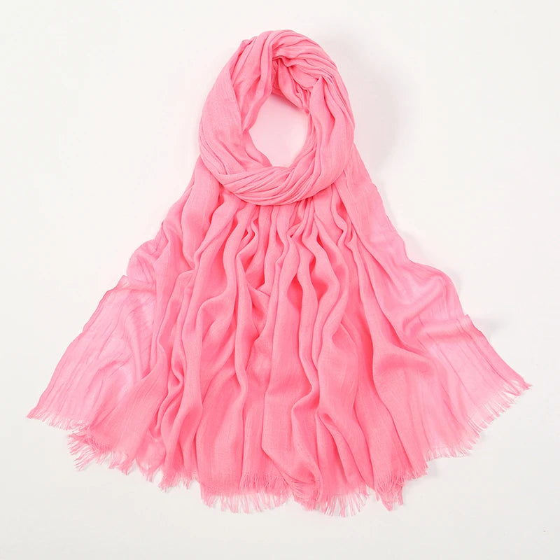 Pañuelo de hijab elegante rosa brillante de bambú drapeado y fluido