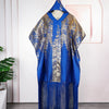 Blau-goldenes traditionelles afrikanisches Dashiki Maxi-Kleid auf einem Mannequin.