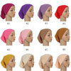Doce variaciones de un gorro/pañuelo de modal de algodón suave y elástico, en varios colores y ángulos.