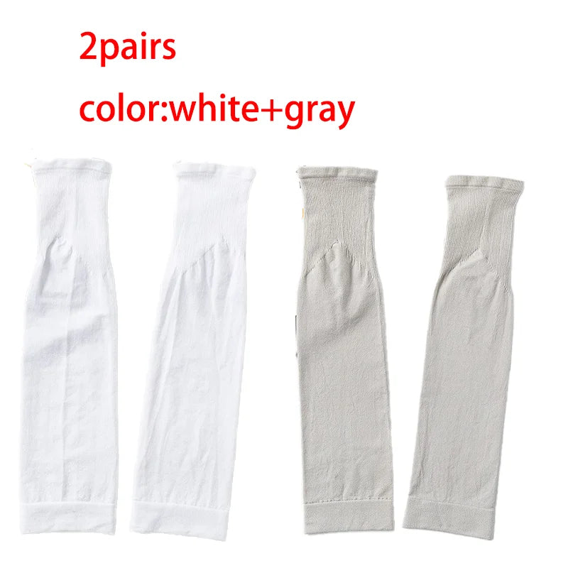Deux paires de couvre-jambes d'été blanc et gris pour la protection solaire et la compression