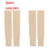 Deux paires de couvre-jambes beige pour la protection solaire et la compression.