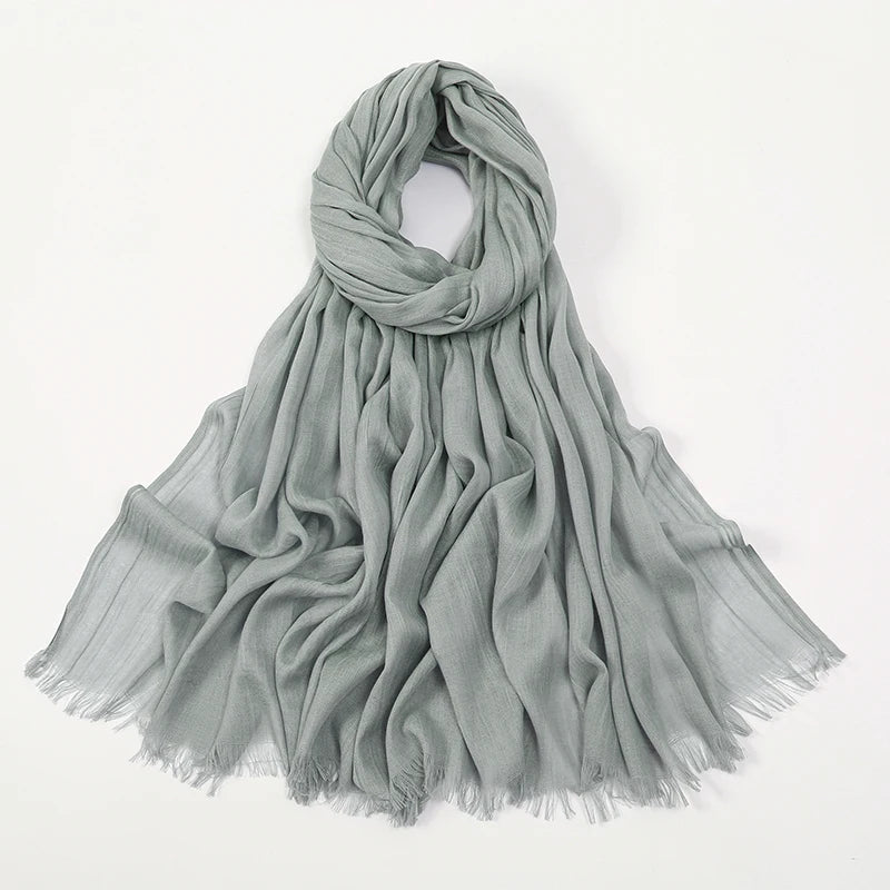 Pañuelo de hijab de bambú gris claro, suave y fluido