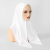 Hijab instant de jersey de algodón blanco drapeado sobre la cabeza y los hombros de un maniquí.