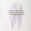 Weißer elastischer Hijab-Schal mit goldenen Streifen und gerafften Stoffdetails