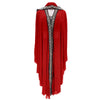 Vestido maxi rojo fluido con mangas de murciélago y bordado negro frontal
