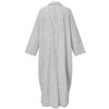 Langes, graues gestreiftes Baumwollmaxi-Kleid von hinten.