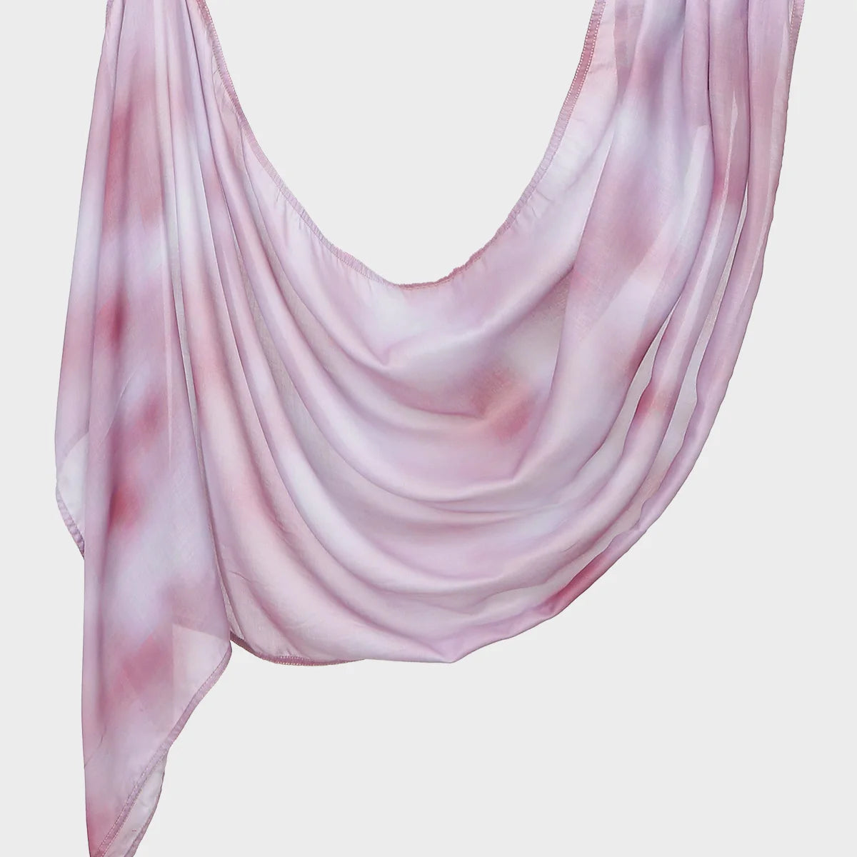 Durchscheinender rosa und weißer Aquarelldruck, Leinen-Baumwoll-Islamischer Schal, elegant drapiert.