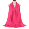 A bright pink soft modal jersey hijab scarf draped around a mannequin's neck.