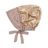 Cache-tête instant double couche satinée rose poudré et or.