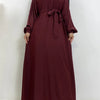 Maroon marokkaner Stil Kaftan Abaya einer Frau mit langen Ärmeln und einem gebundenen Bund