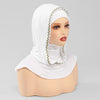 Bonnet hijab instant double couche blanc porté par un mannequin.