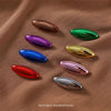 Set of 8 metallic brooch pins in various solid colors including gold, green, purple, blue, red, and silver