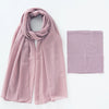 A matching mauve chiffon hijab and underscarf set displayed flat.