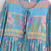 Bunte Boho-Blumendame-Maxikleid mit rosa, blau und grün