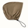 A solid olive green adjustable modal hijab cap with elastic bands and a drawstring.